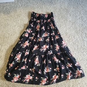 Floral Black Maxi Skirt